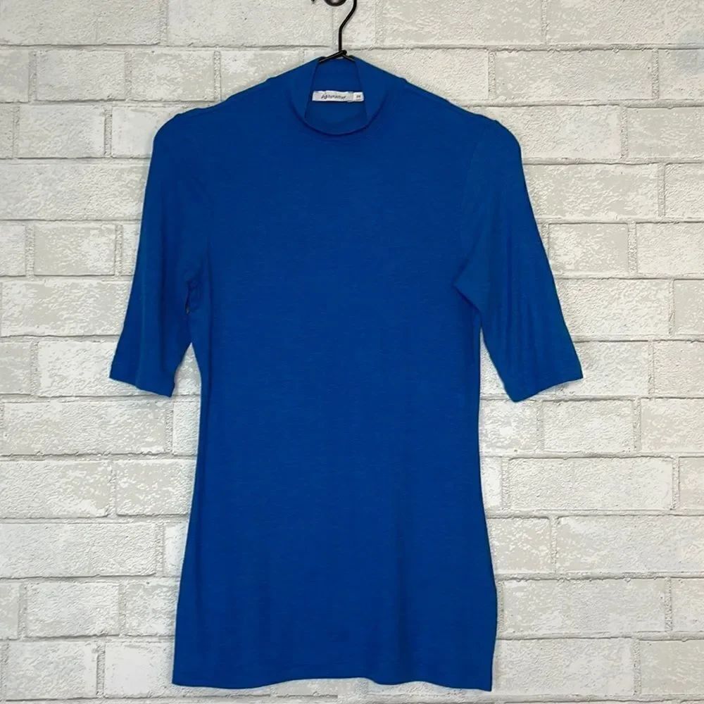 Hessnatur Hess Natur Modal Wool Blend Half Sleeve Mock Neck Top 34 XS